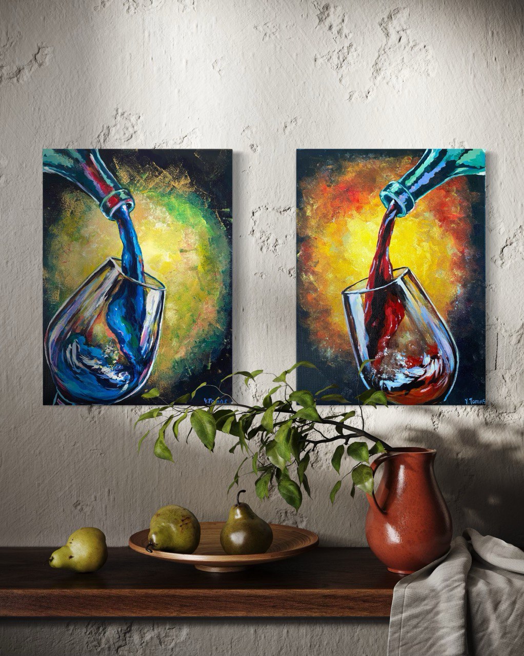 Wine Glass Red & Blue