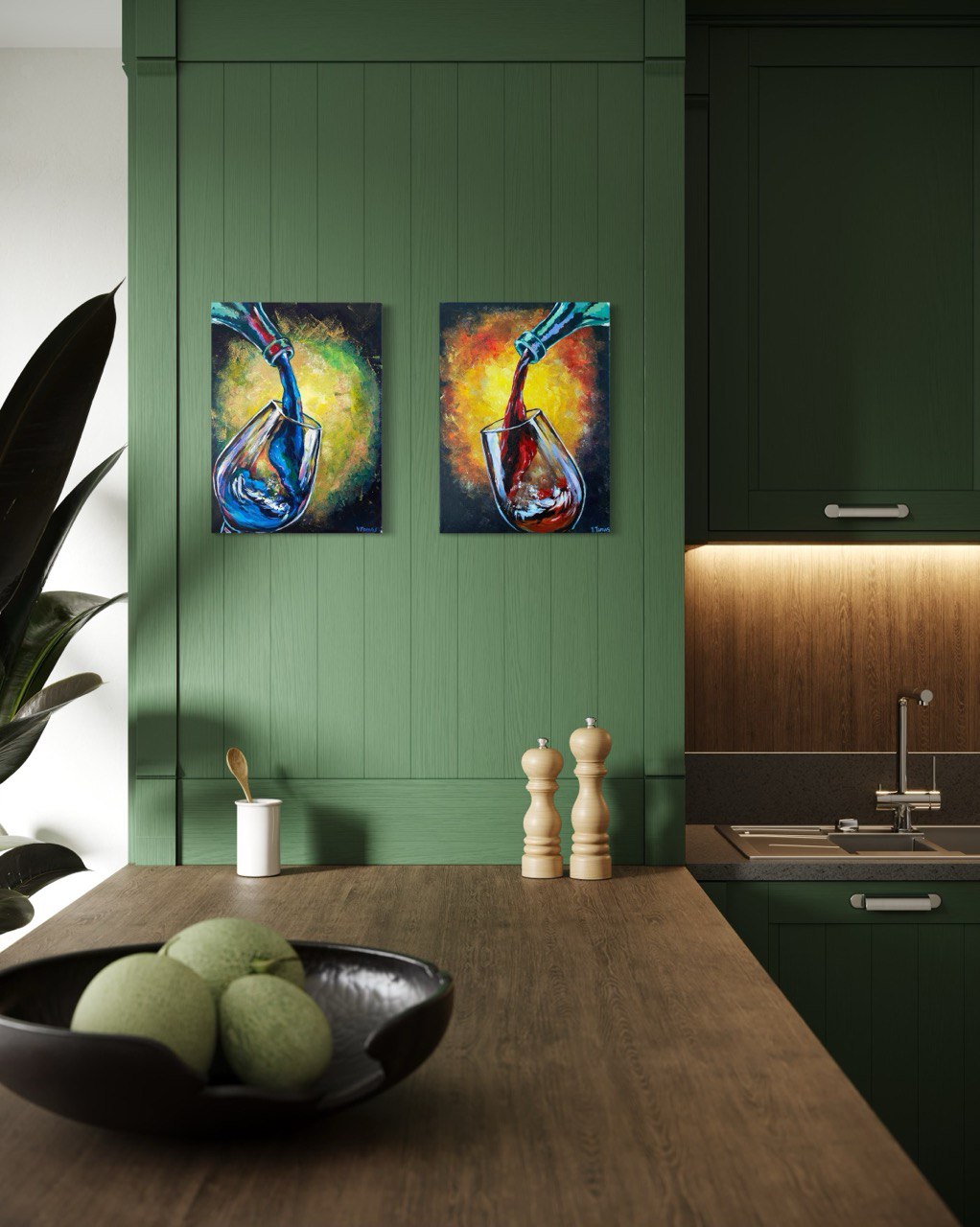 Wine Glass Red & Blue (Interior)